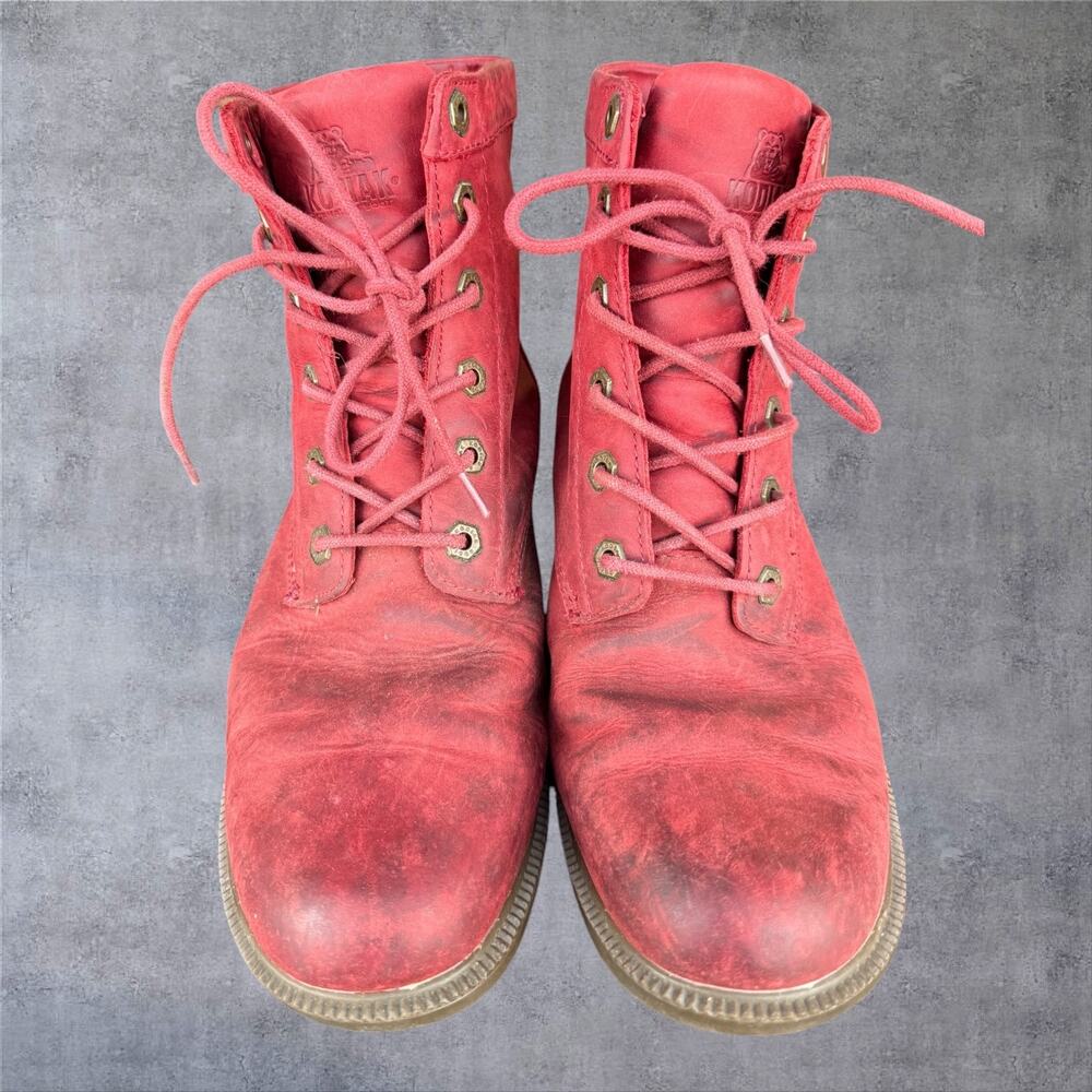 Kodiak Original Women's 11 Red Leather Waterproof Boots Ankle Lace Up 419063RD